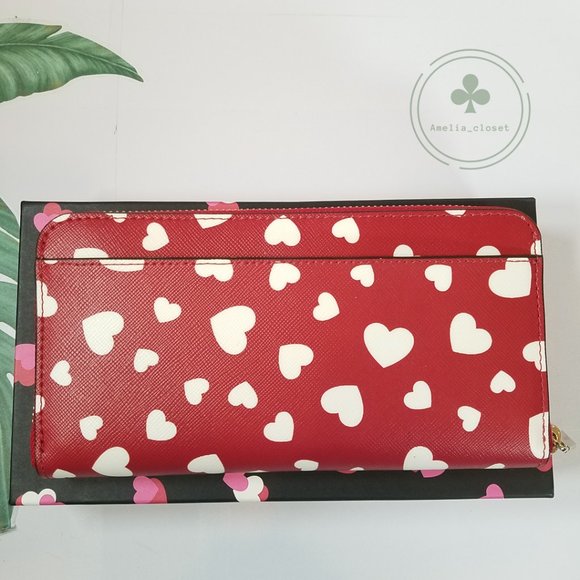 MAKE AN OFFER kate spade staci heart pop printed boxed large continental wallet - Picture 4 of 7